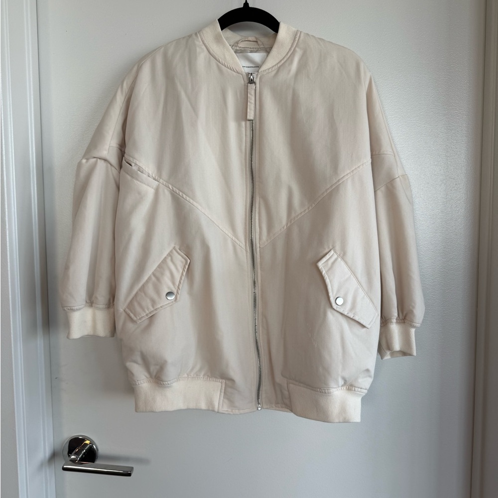 NWOT Anthropologie Cream Oversized Bomber Jacket